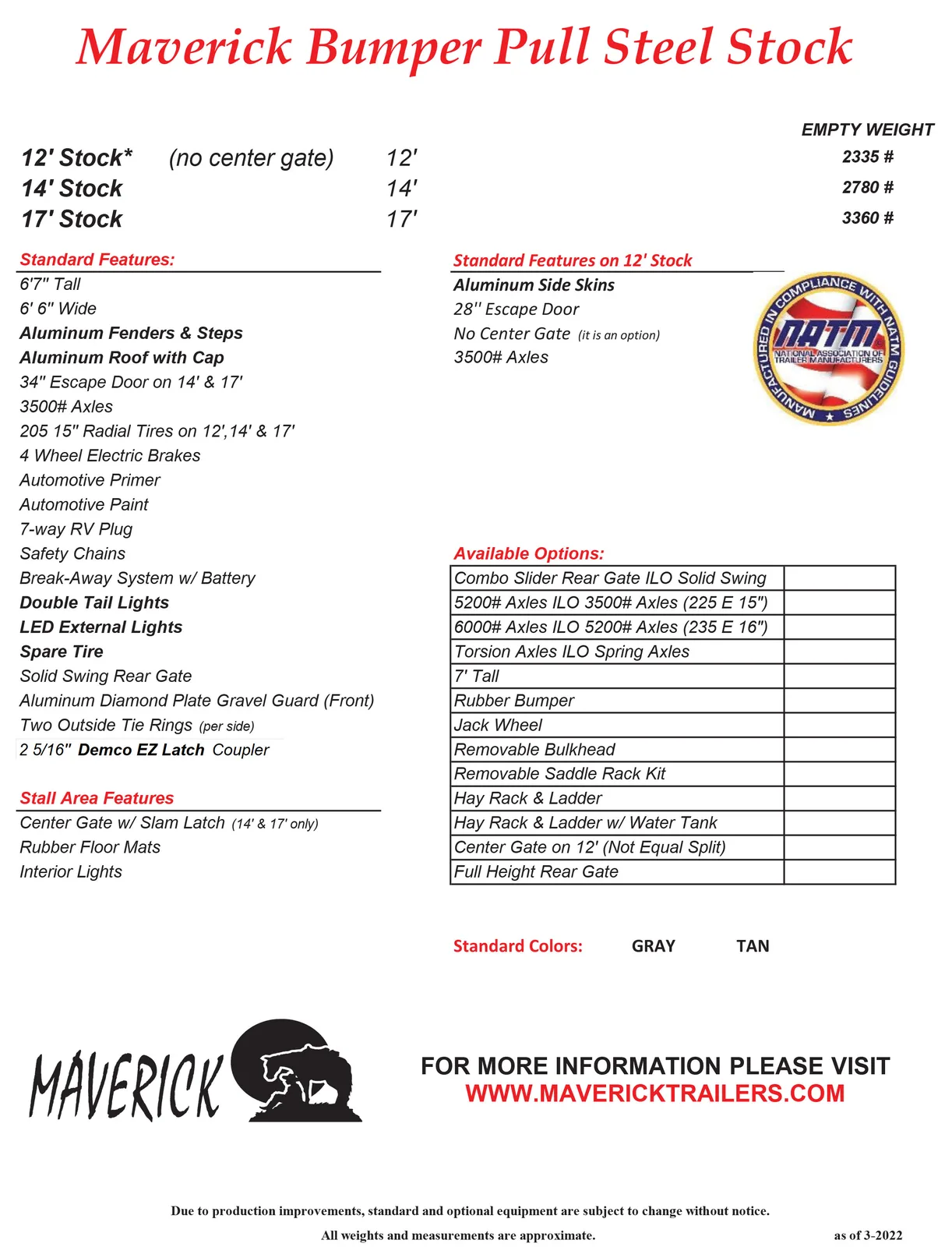 Maverick Bumper Pull (BP) Steel Stock Trailers Brochure